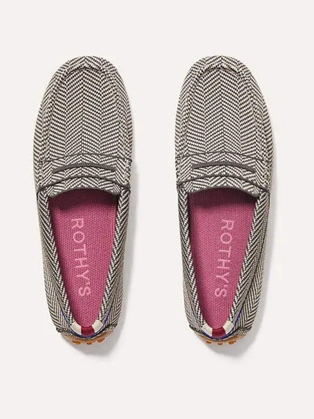 Rothy’s The Driver Iron Herringbone Knit Loafers in Grey/Neutral Sz 8.5